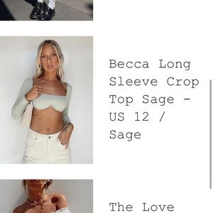 BECCA LONG SLEEVE CROP TOP - size 12